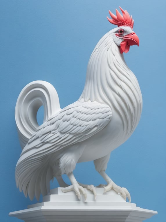 Create an all white statue depict...