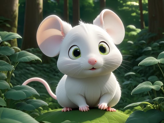 cute white mouse backwards lookin...