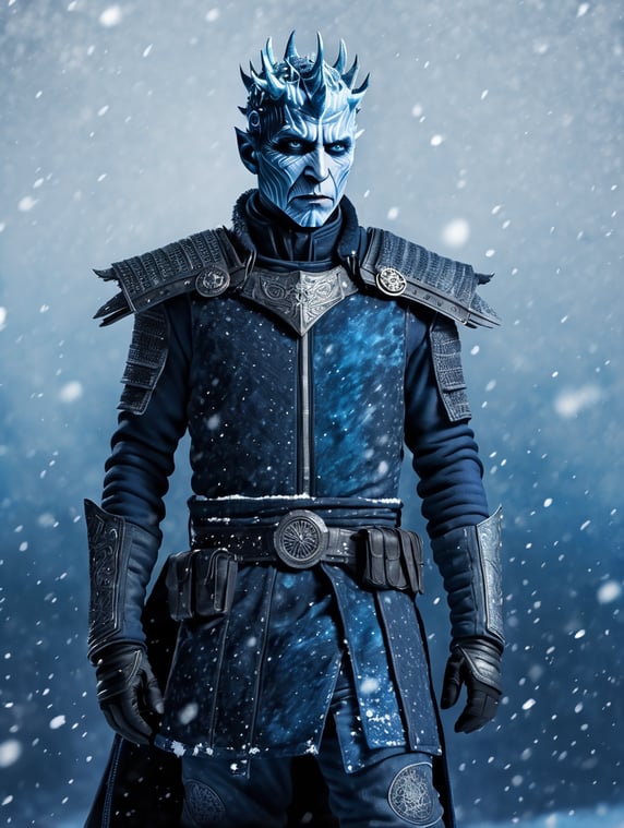 Night King, dark blue snowy backg...
