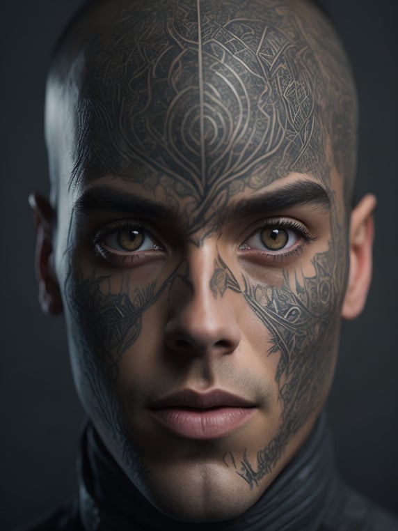 /draw maze pattern face tattoo in...