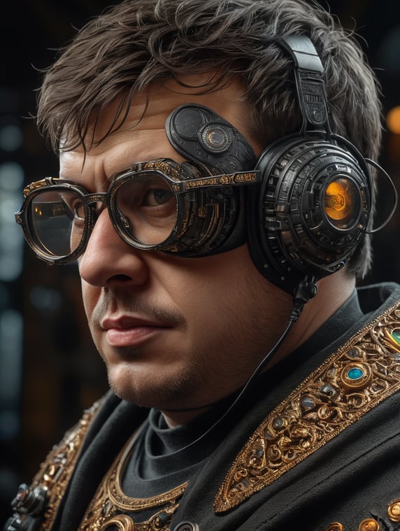 fat IT geek with PC black spectacles