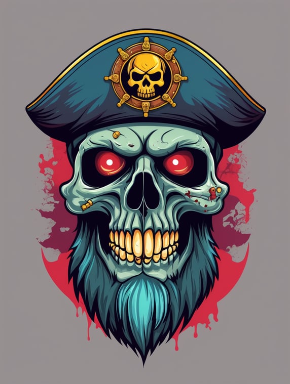 Zombie skull captain pirate masco...