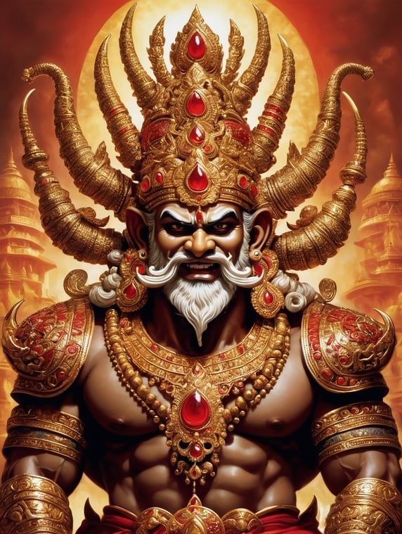 Ravana was adorned with bright-co...