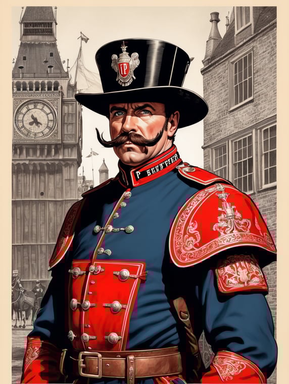 This artwork of a Beefeater by Ge...