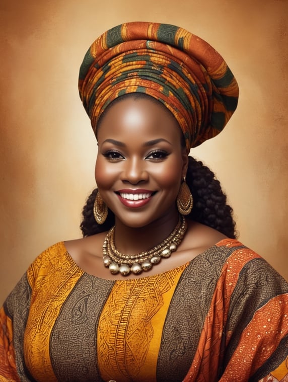 Describe an African dark woman, d...