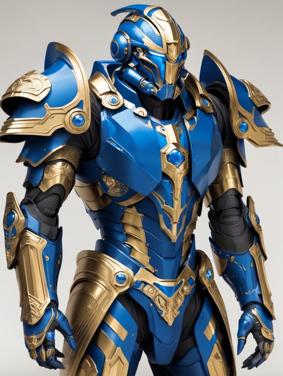 Sci-fi Rüstung mit blauen und gol...