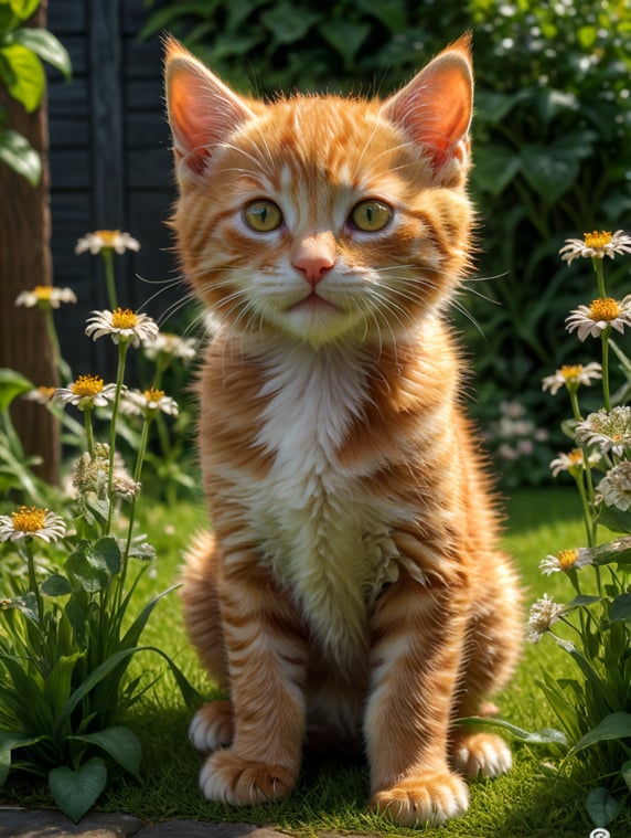Small ginger kitten sitting on th...