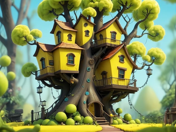 An elaborate, whimsical, bright y...