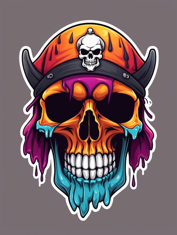 Vector melting skull pirate masco...