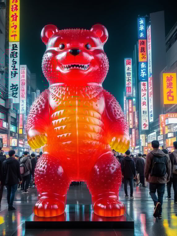 A giant Japanese gummy bear godzi...