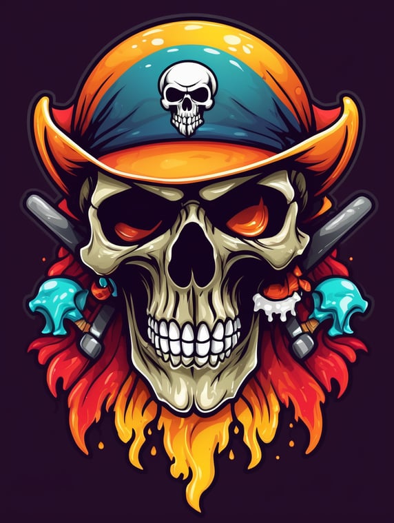 Vector melting skull pirate masco...