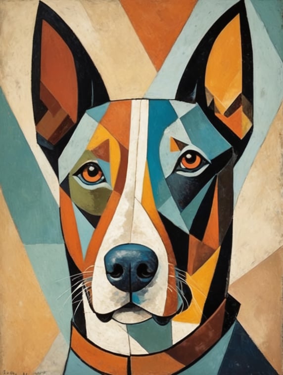 dog's face, pablo picasso, cubism...