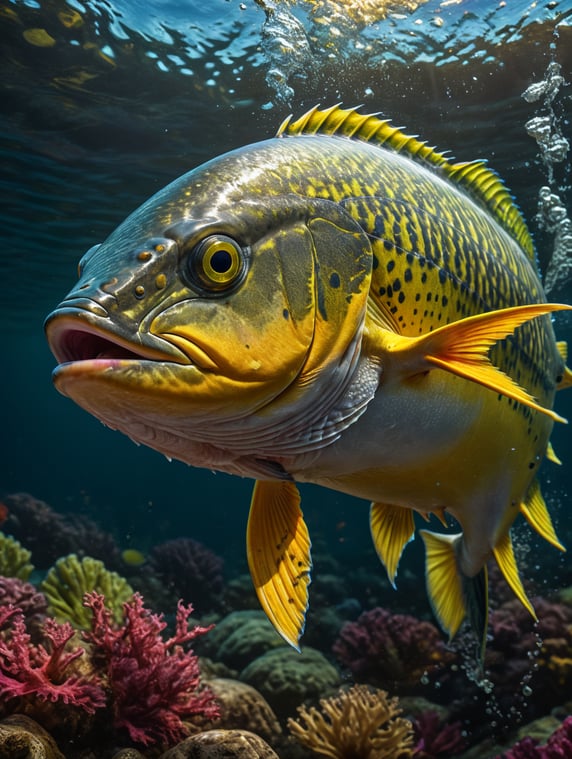 mahi mahi
 fish with bright color...