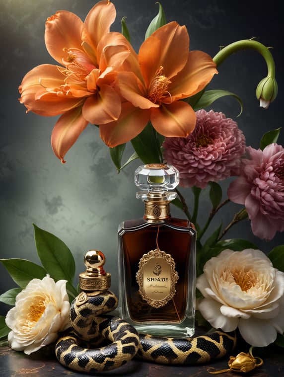 Floral background with perfume bo...