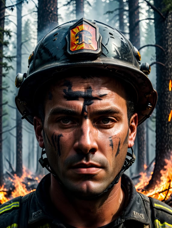 epic portrait of a Firefighter, f...
