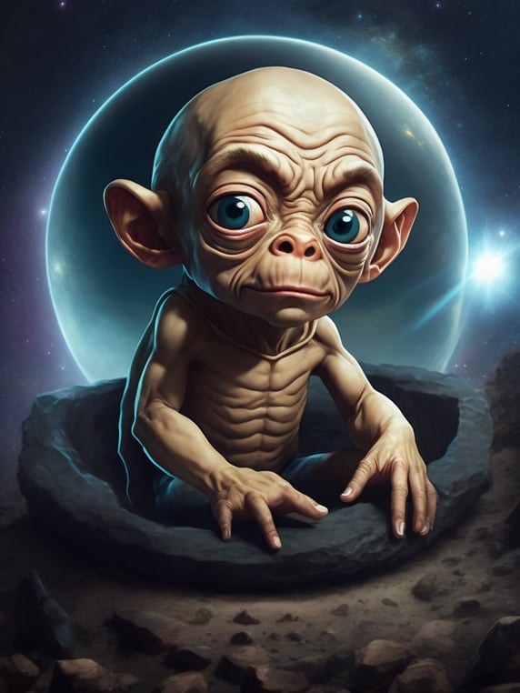 Gollum in the space, chibi style,...