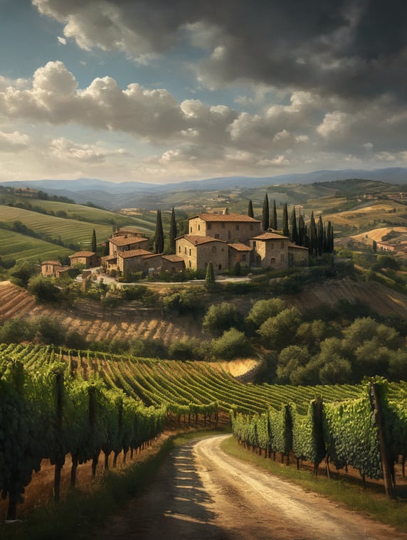 Tuscan landscape with rolling hil...
