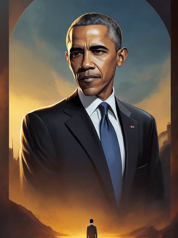 Barack Obama, Hero portrait, Illu...