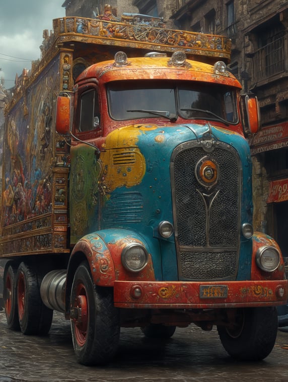 Cartoon truck funny, colorful