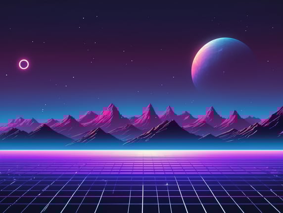 Synthwave space landscape