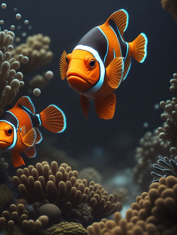 Clownfish are small fish with bri...