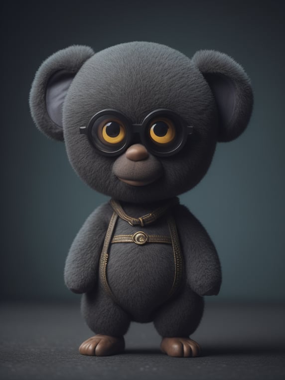 3d cartoon, cute fluffy cheburash...