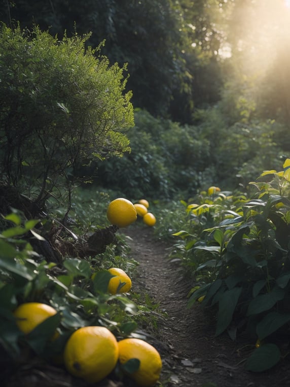 nature landscape with lemons and ...