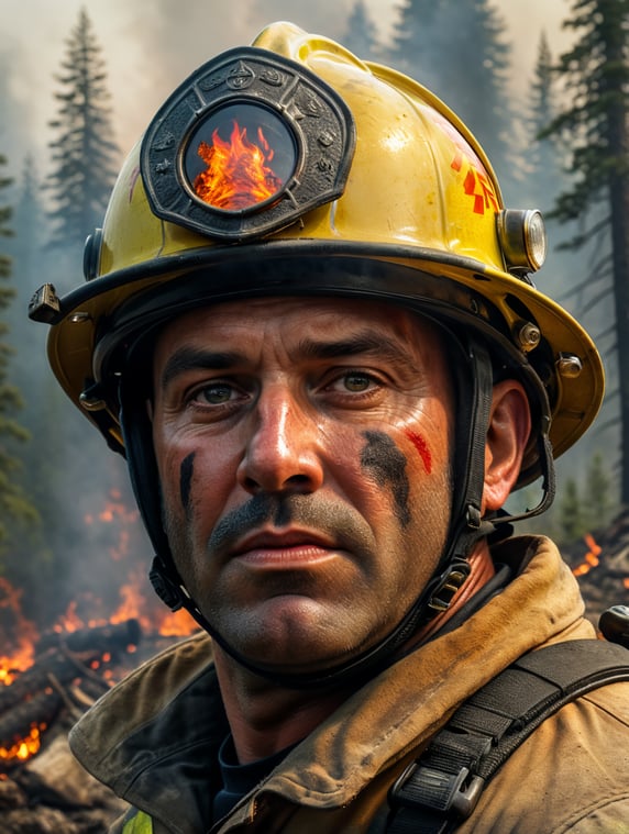 epic portrait of a Firefighter, f...