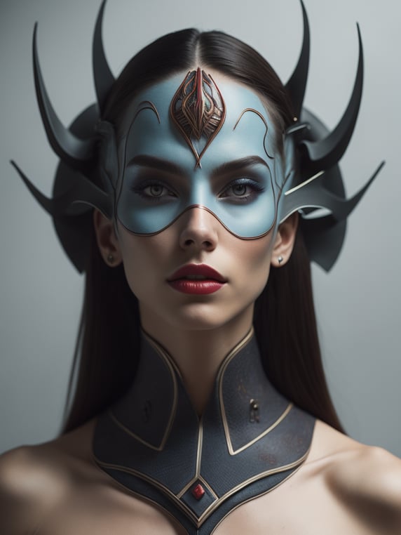 a woman with red facial tattoos a...