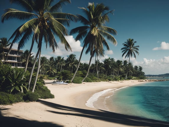 Sea beach landscape with tropical...