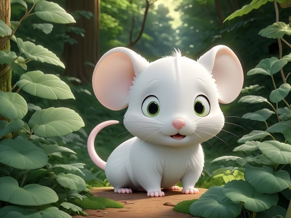 cute white mouse backwards in a g...