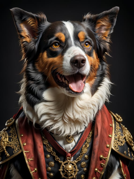 Baron brown border collie dog pirate