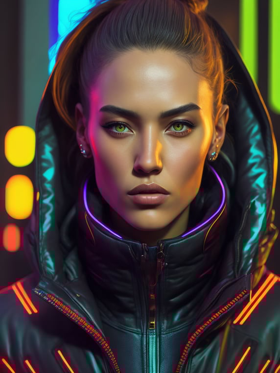 Detailed portrait neon cleaner wo...