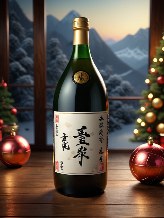 Realistic bottle of Sake, high-qu...