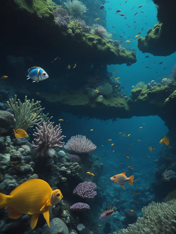 magical underwater scene with col...