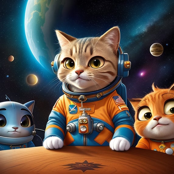 a astronaut cat in a space suit, ...