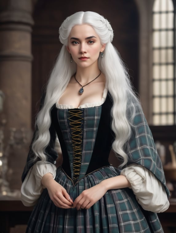 Black haired woman, white hair st...