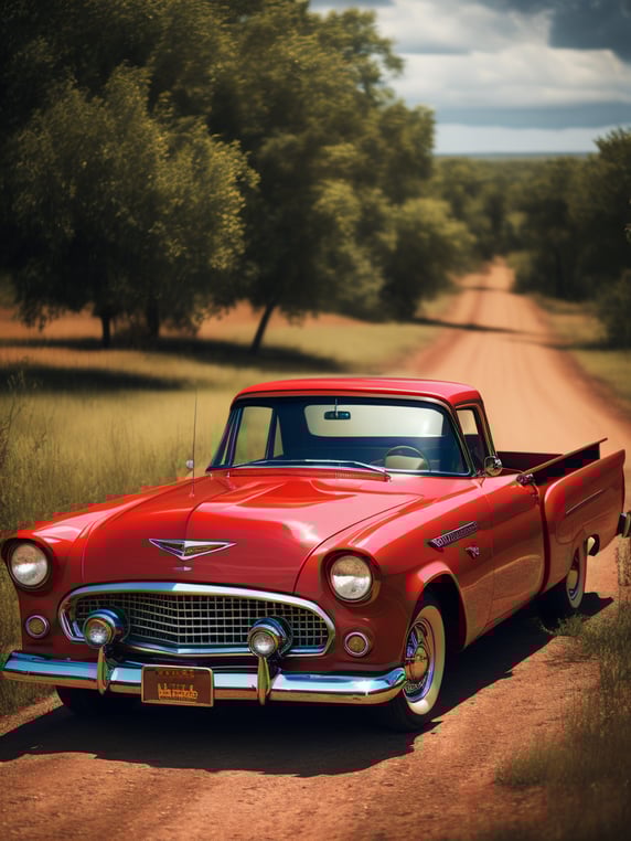 Red ford thunderbird 1955 old fas...