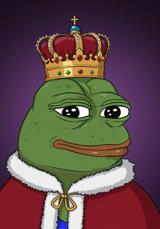 pepe the frog with king clothes a...