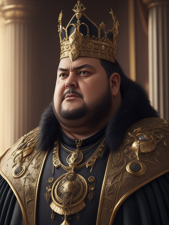 A fat king with a royal medieval ...