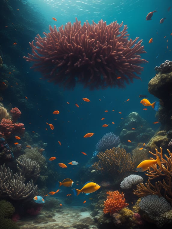 magical underwater scene with col...
