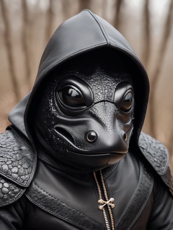 create a close up of a black leat...