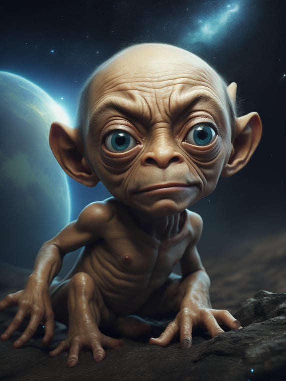 Gollum in the space, chibi style,...